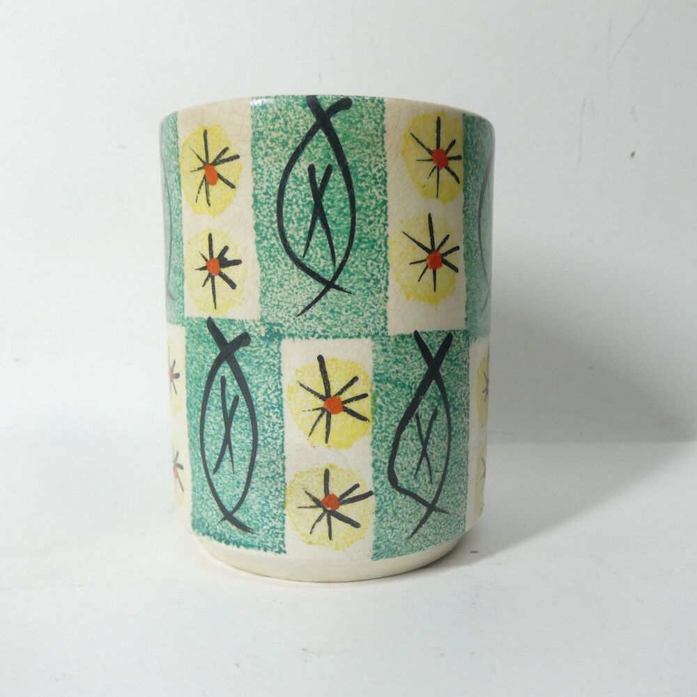 Arthur Wood Atomic Starburst Vase Cylinder Vintage MCM England Retro